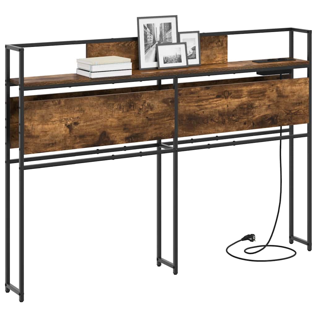 Stauraum-Kopfteil mit Regal Räuchereiche 120 cm Holzwerkstoff