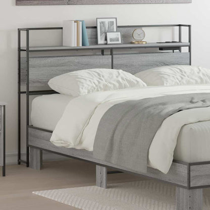vidaXL Stauraum-Kopfteil mit Regal Grau Sonoma 120 cm Holzwerkstoff