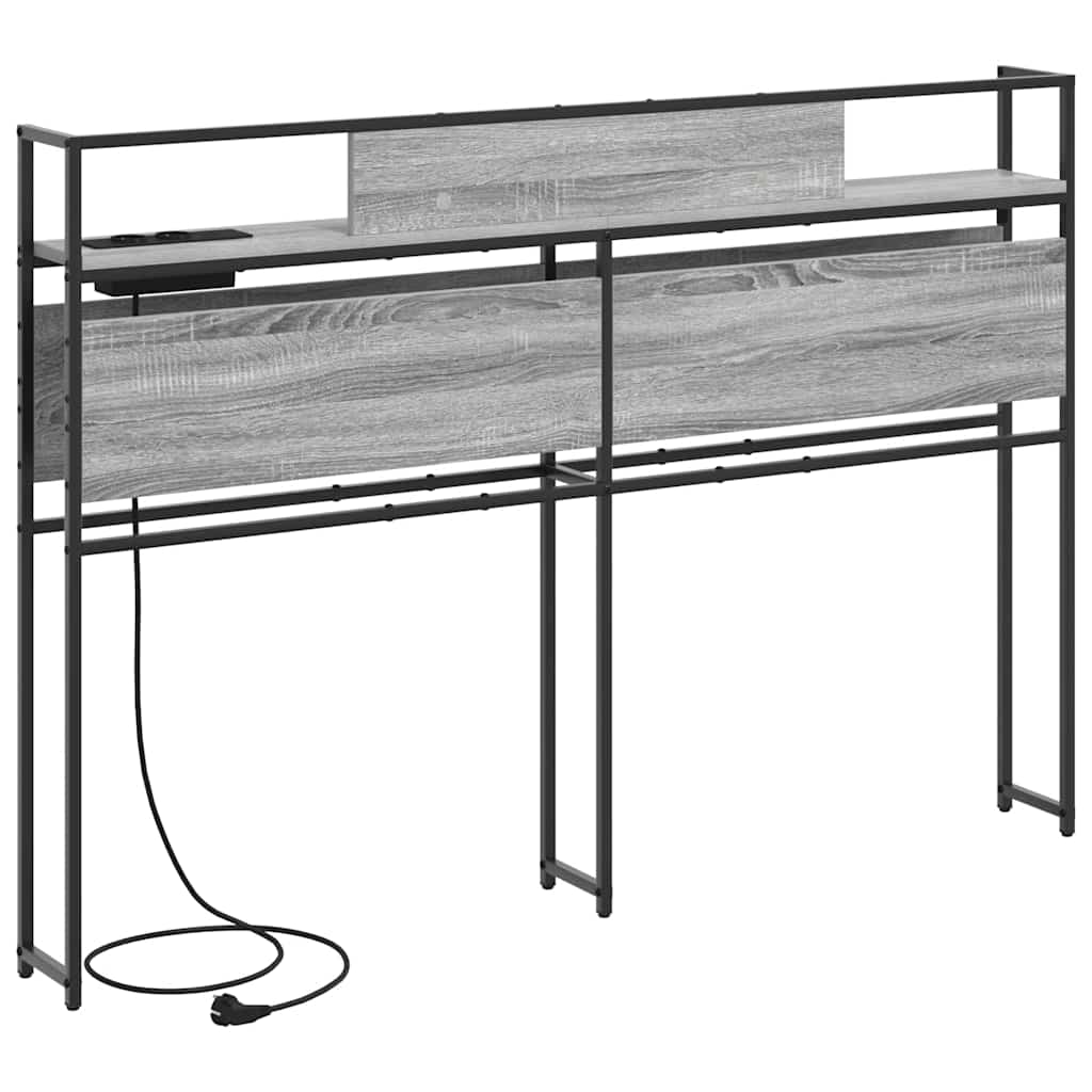 vidaXL Stauraum-Kopfteil mit Regal Grau Sonoma 120 cm Holzwerkstoff