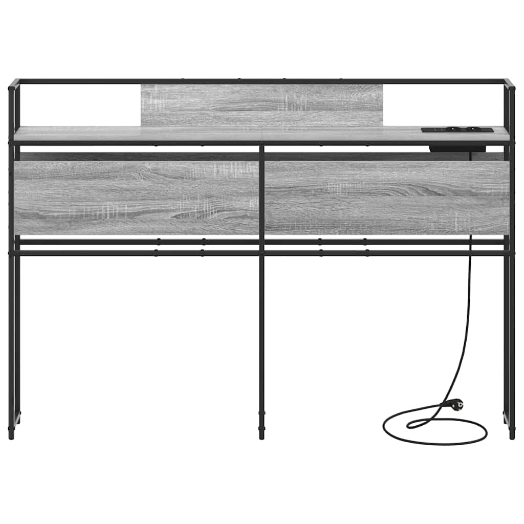 vidaXL Stauraum-Kopfteil mit Regal Grau Sonoma 120 cm Holzwerkstoff
