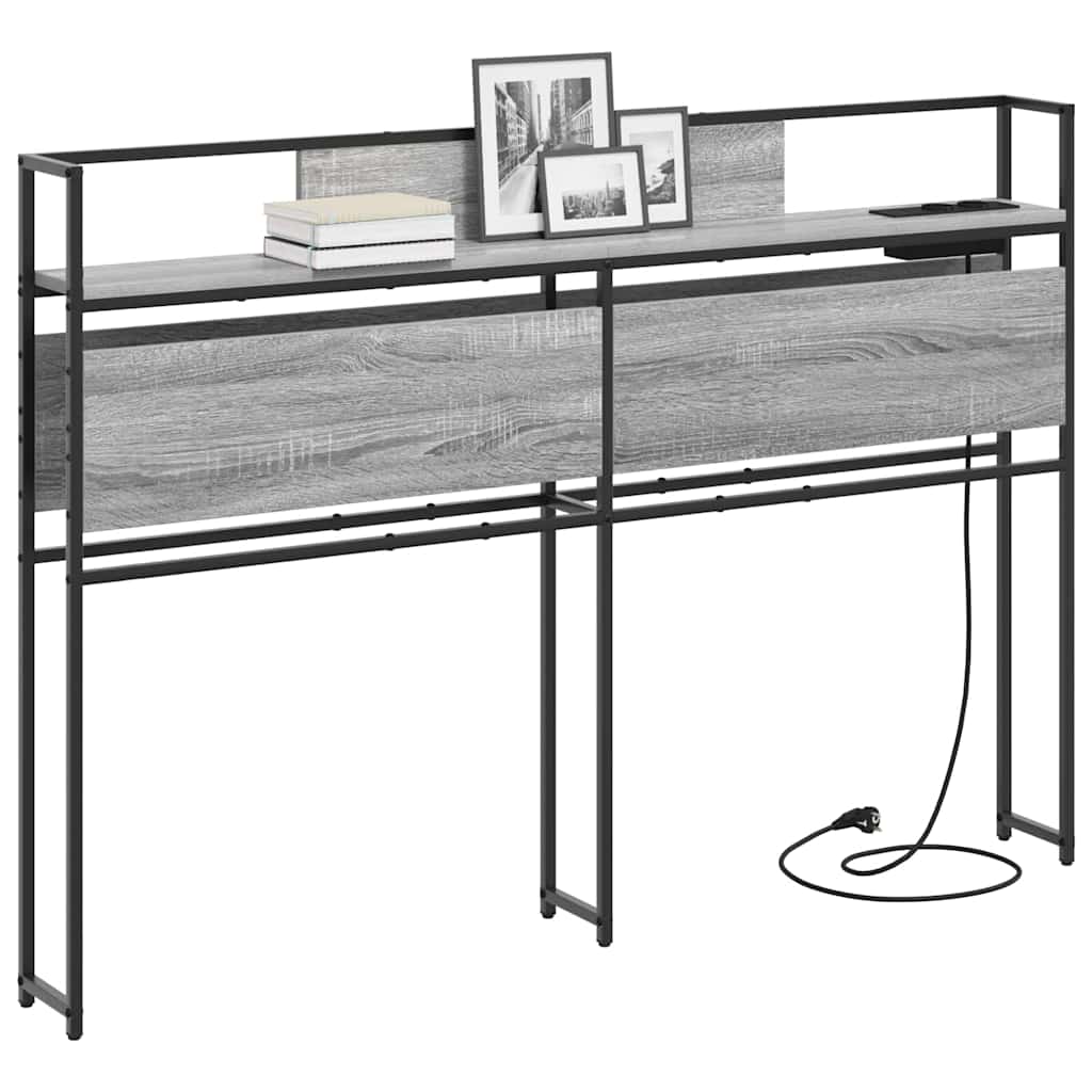 vidaXL Stauraum-Kopfteil mit Regal Grau Sonoma 120 cm Holzwerkstoff