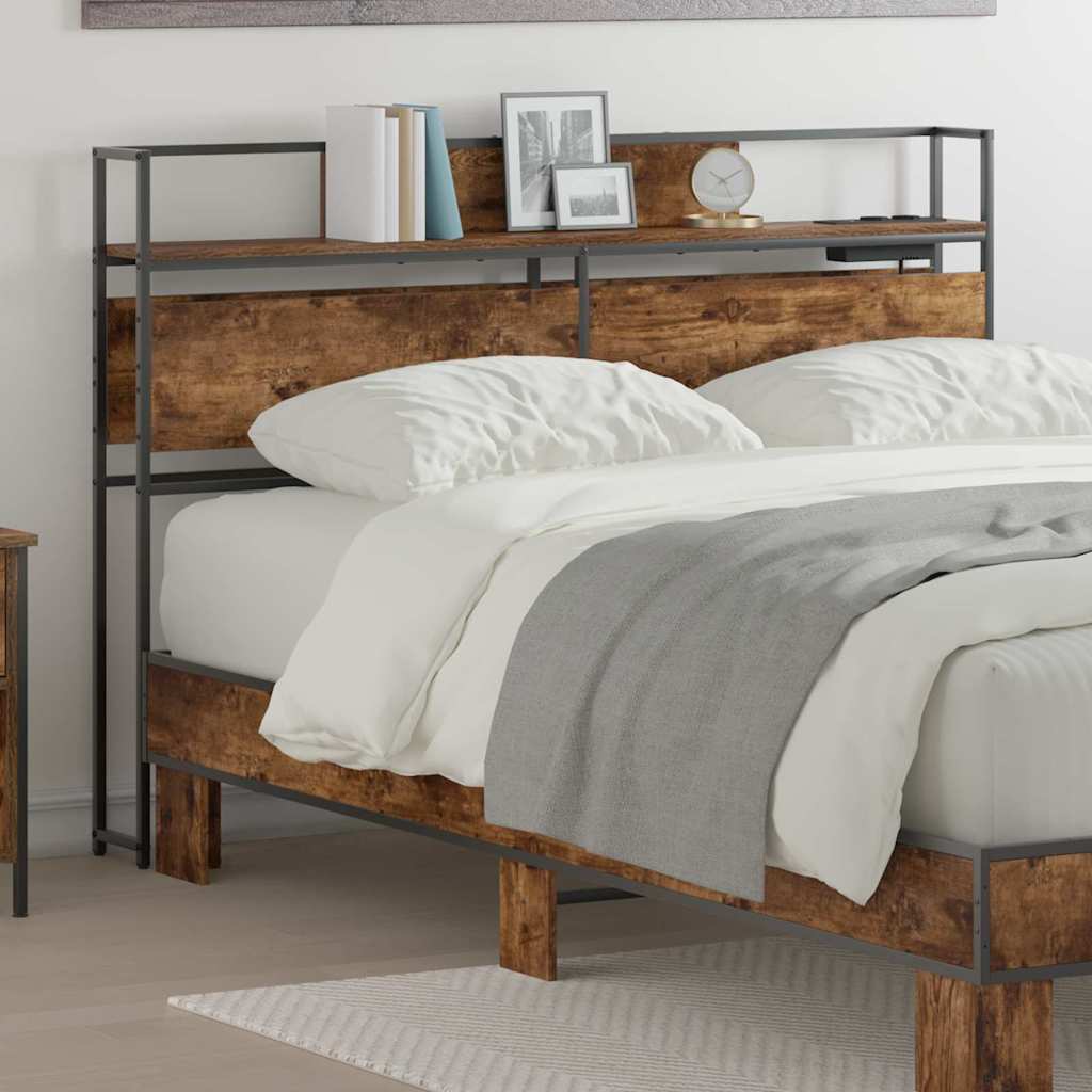 vidaXL Stauraum-Kopfteil mit Regal Räuchereiche 135 cm Holzwerkstoff