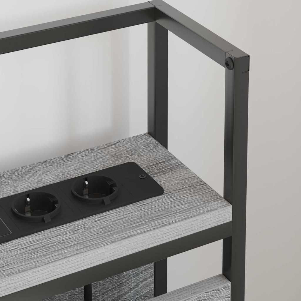 vidaXL Stauraum-Kopfteil mit Regal Grau Sonoma 135 cm Holzwerkstoff