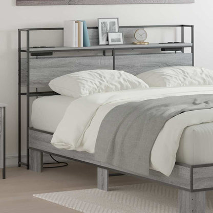 vidaXL Stauraum-Kopfteil mit Regal Grau Sonoma 140 cm Holzwerkstoff
