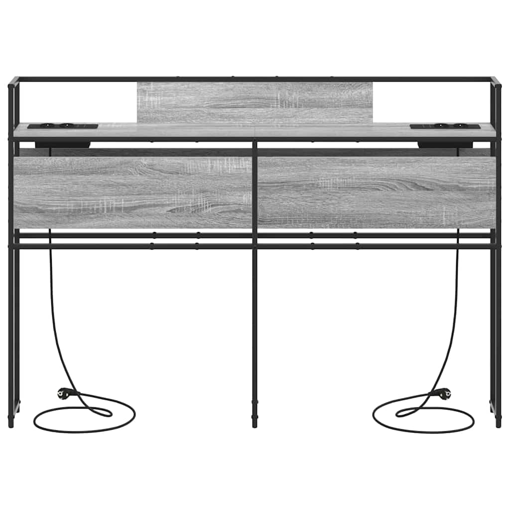 vidaXL Stauraum-Kopfteil mit Regal Grau Sonoma 140 cm Holzwerkstoff