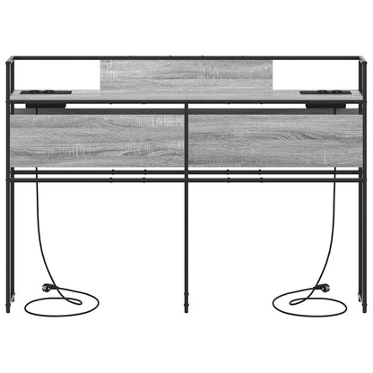 vidaXL Stauraum-Kopfteil mit Regal Grau Sonoma 140 cm Holzwerkstoff