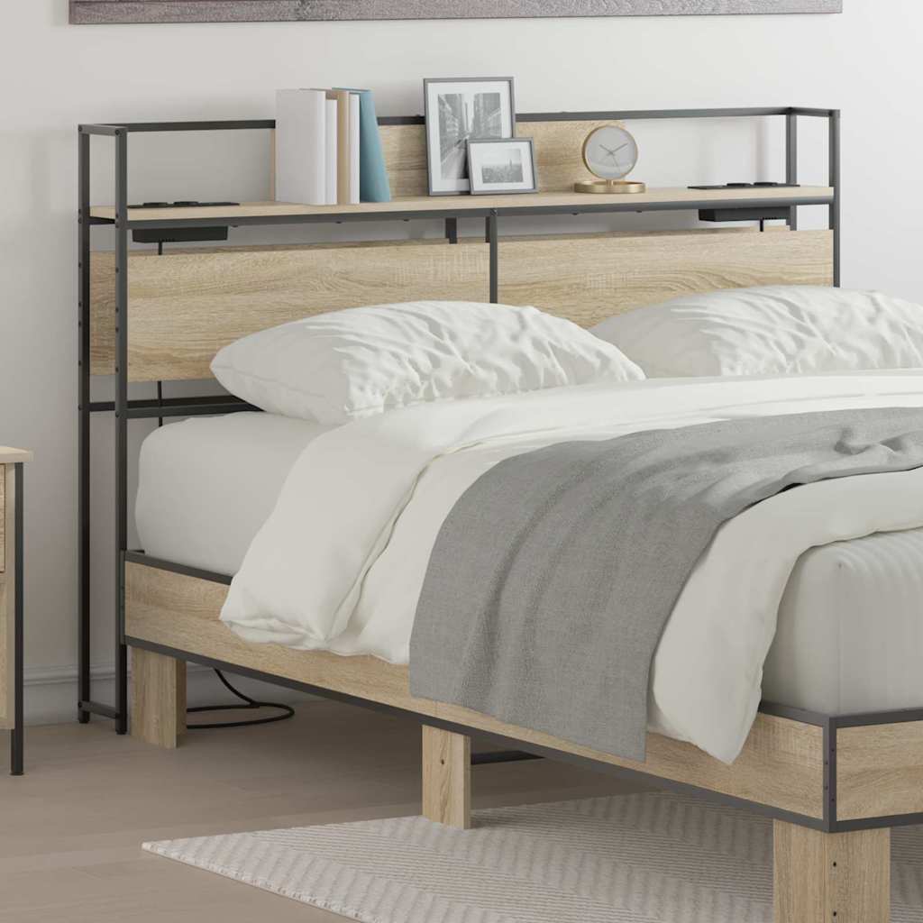 vidaXL Stauraum-Kopfteil mit Regal Sonoma-Eiche 150 cm Holzwerkstoff