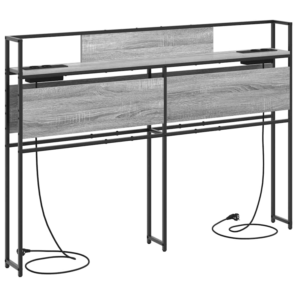 Stauraum-Kopfteil mit Regal Grau Sonoma 150 cm Holzwerkstoff