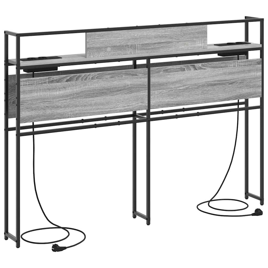 Stauraum-Kopfteil mit Regal Grau Sonoma 150 cm Holzwerkstoff