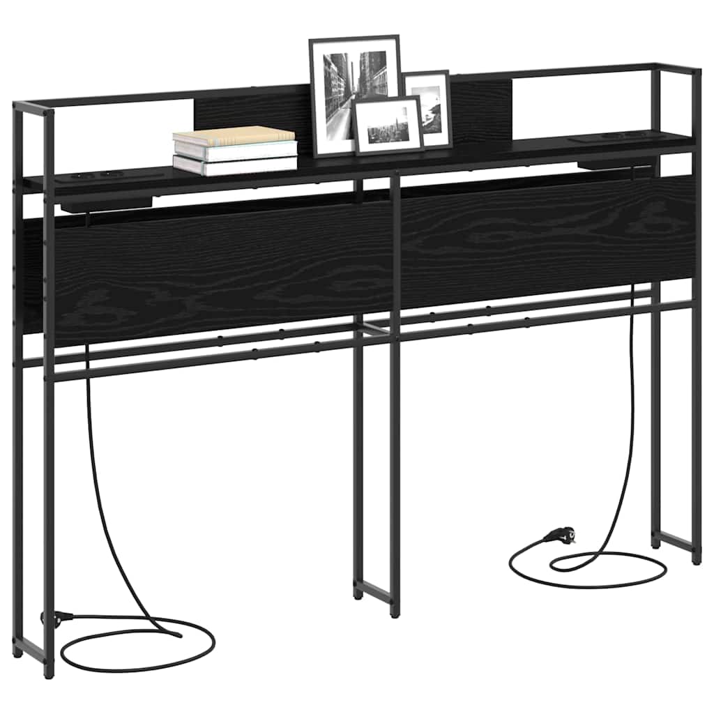 Stauraum-Kopfteil Schwarz Eichen-Optik 160 cm Holzwerkstoff