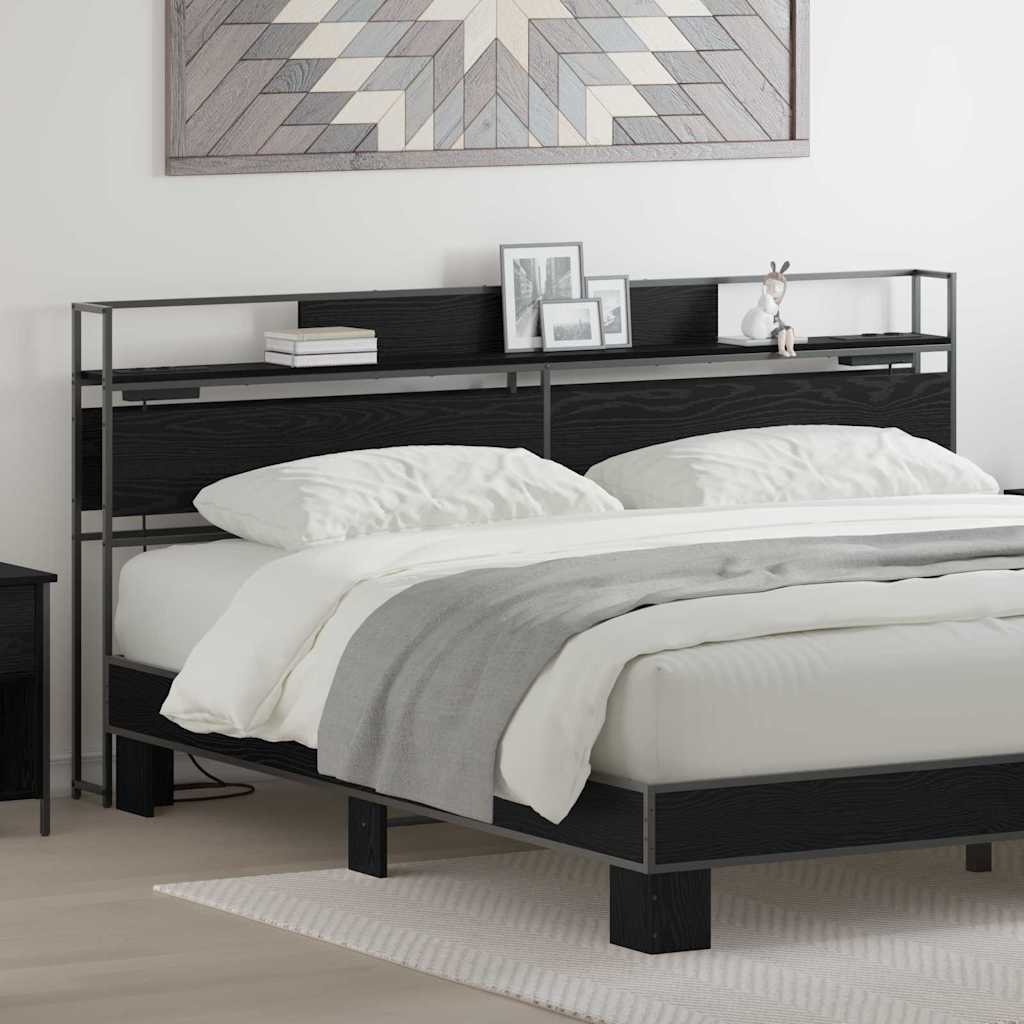 vidaXL Stauraum-Kopfteil Schwarz Eichen-Optik 180 cm Holzwerkstoff