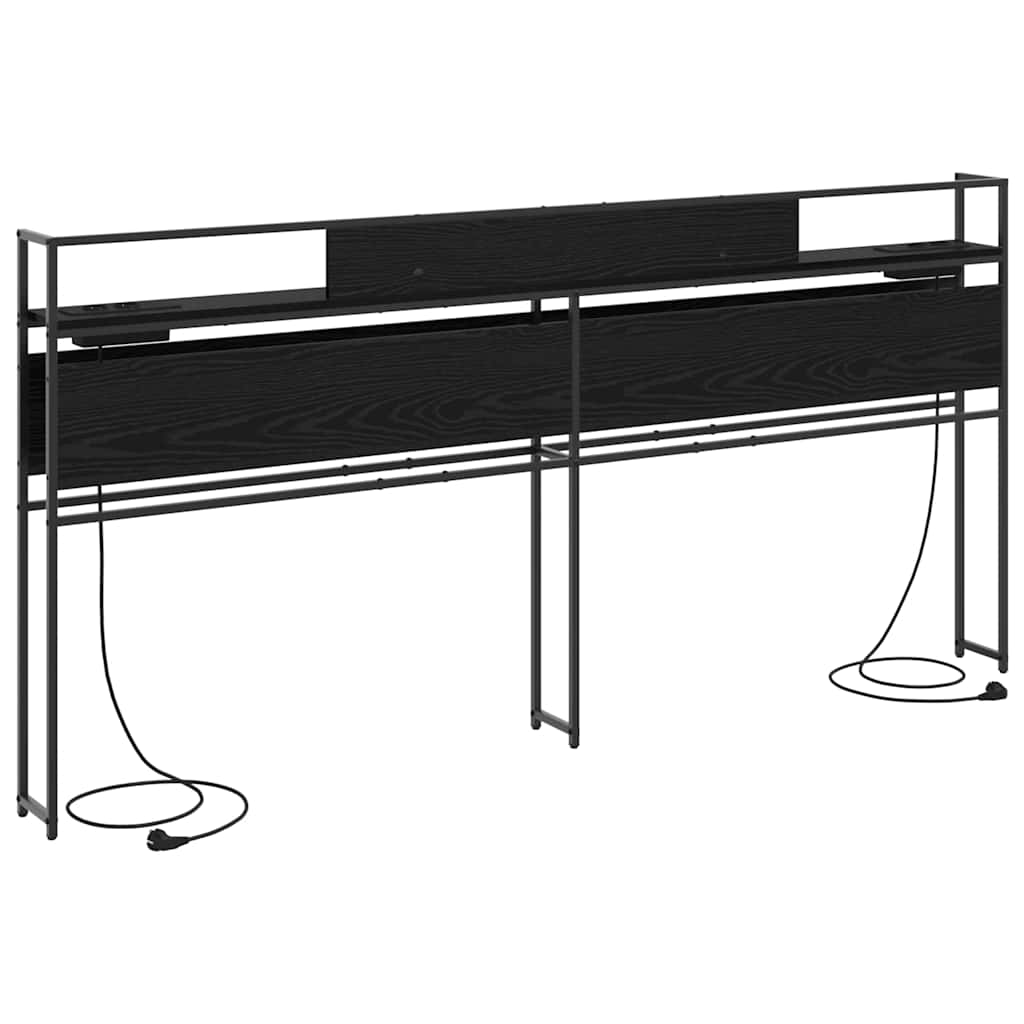 vidaXL Stauraum-Kopfteil Schwarz Eichen-Optik 180 cm Holzwerkstoff