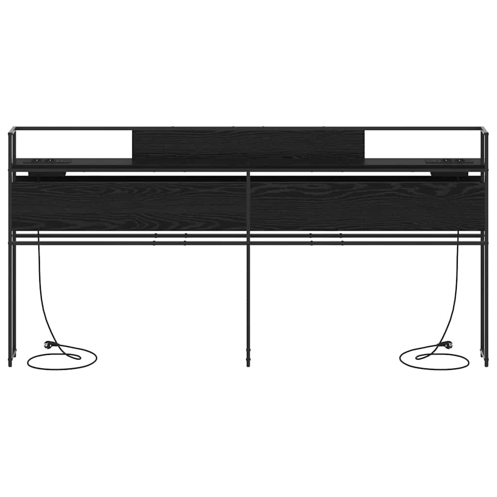 vidaXL Stauraum-Kopfteil Schwarz Eichen-Optik 180 cm Holzwerkstoff