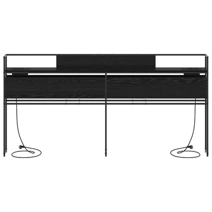 vidaXL Stauraum-Kopfteil Schwarz Eichen-Optik 180 cm Holzwerkstoff