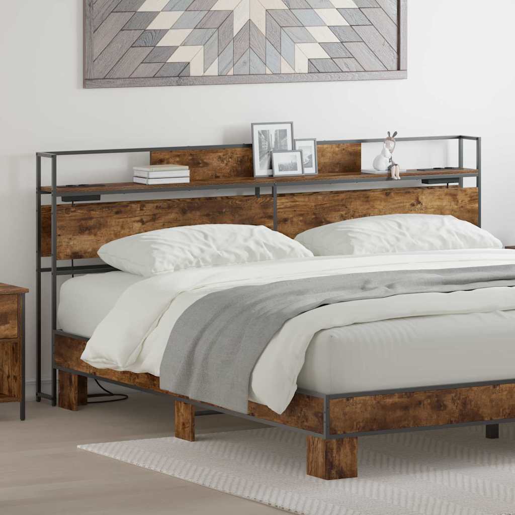 Stauraum-Kopfteil mit Regal Räuchereiche 180 cm Holzwerkstoff