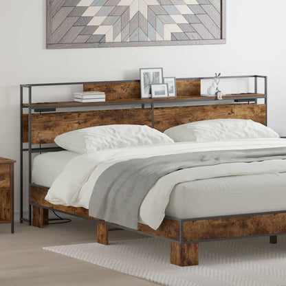 Stauraum-Kopfteil mit Regal Räuchereiche 180 cm Holzwerkstoff