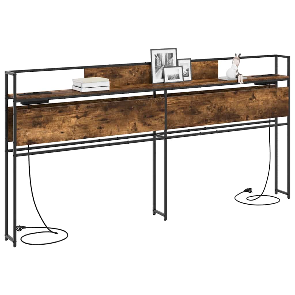 Stauraum-Kopfteil mit Regal Räuchereiche 180 cm Holzwerkstoff