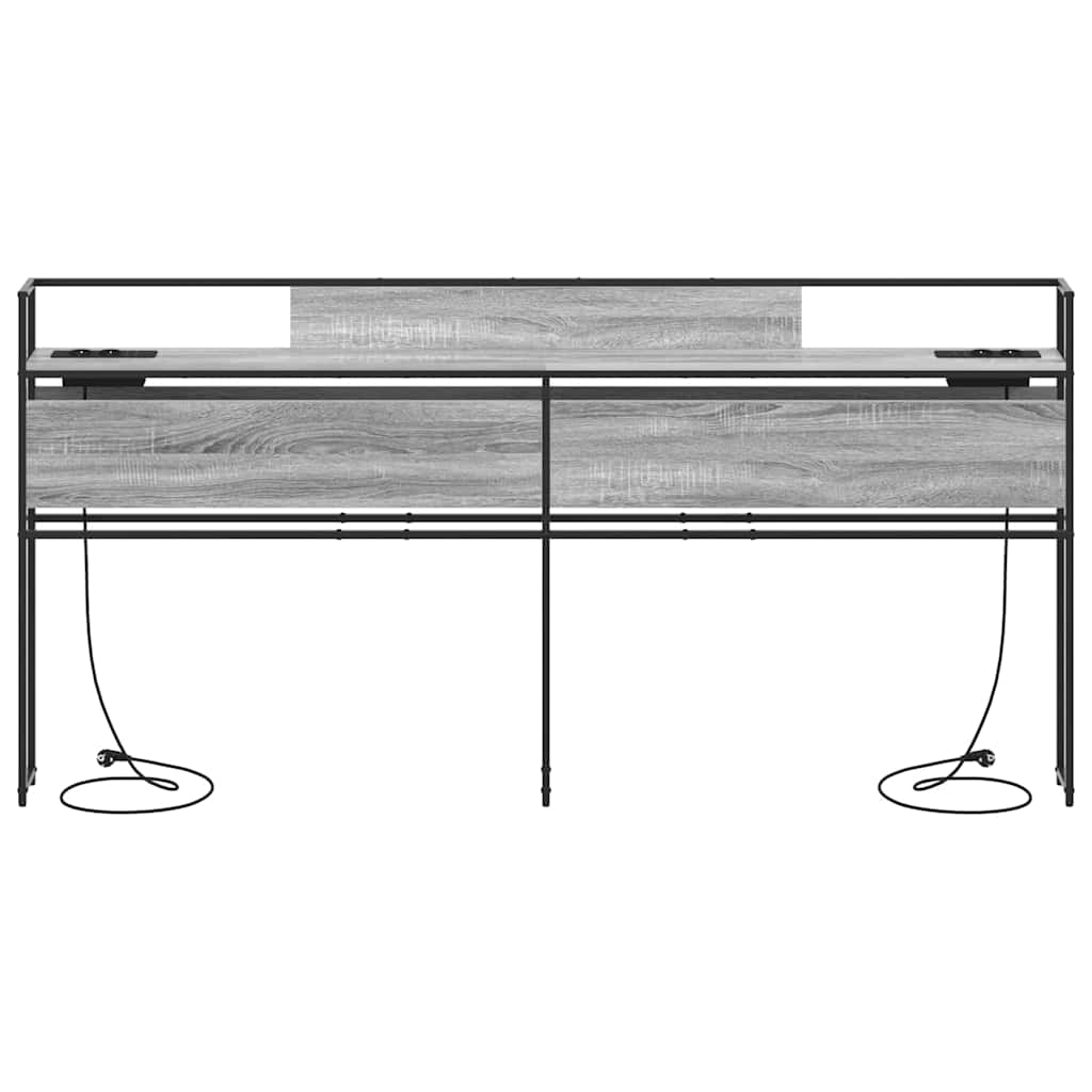 vidaXL Stauraum-Kopfteil mit Regal Grau Sonoma 180 cm Holzwerkstoff