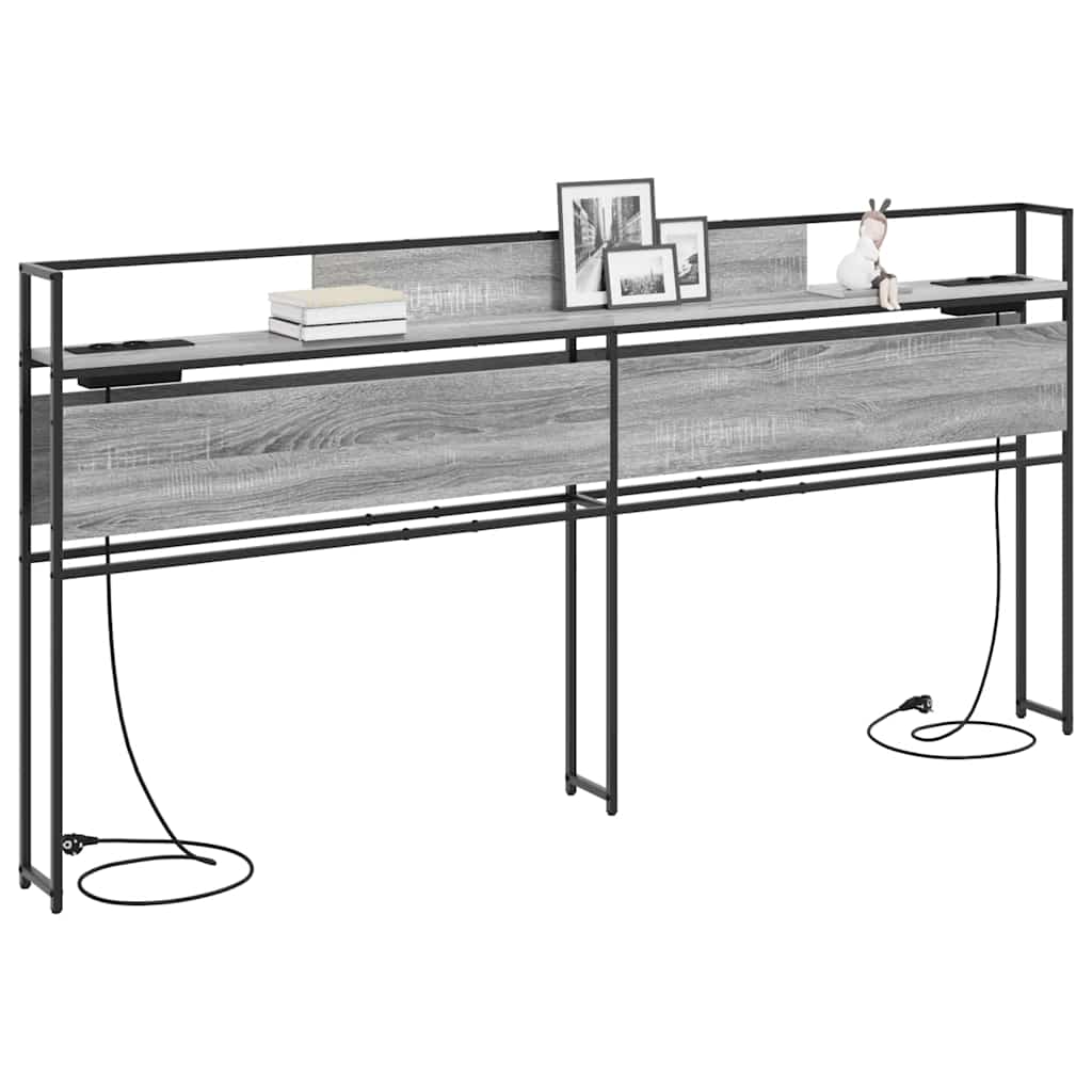 vidaXL Stauraum-Kopfteil mit Regal Grau Sonoma 180 cm Holzwerkstoff