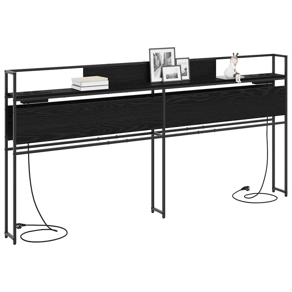 Stauraum-Kopfteil Schwarz Eichen-Optik 200 cm Holzwerkstoff