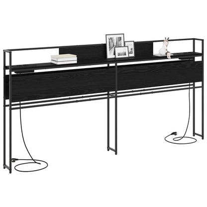 Stauraum-Kopfteil Schwarz Eichen-Optik 200 cm Holzwerkstoff