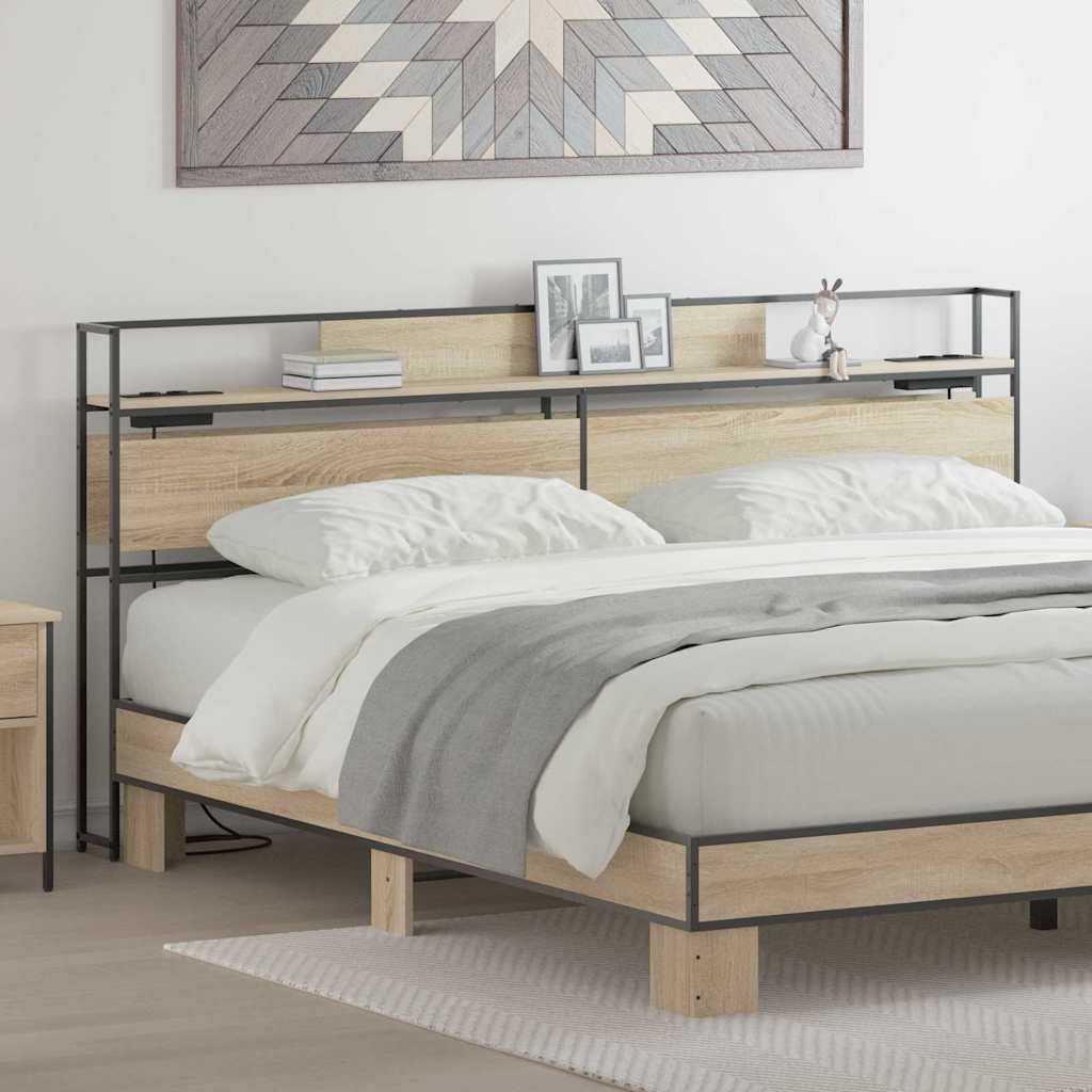 vidaXL Stauraum-Kopfteil mit Regal Sonoma-Eiche 200 cm Holzwerkstoff