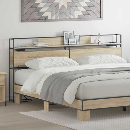 vidaXL Stauraum-Kopfteil mit Regal Sonoma-Eiche 200 cm Holzwerkstoff