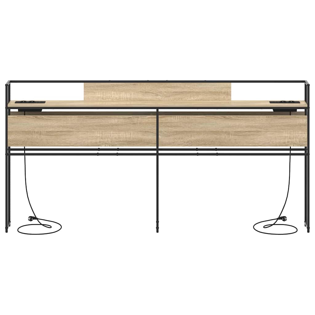 vidaXL Stauraum-Kopfteil mit Regal Sonoma-Eiche 200 cm Holzwerkstoff