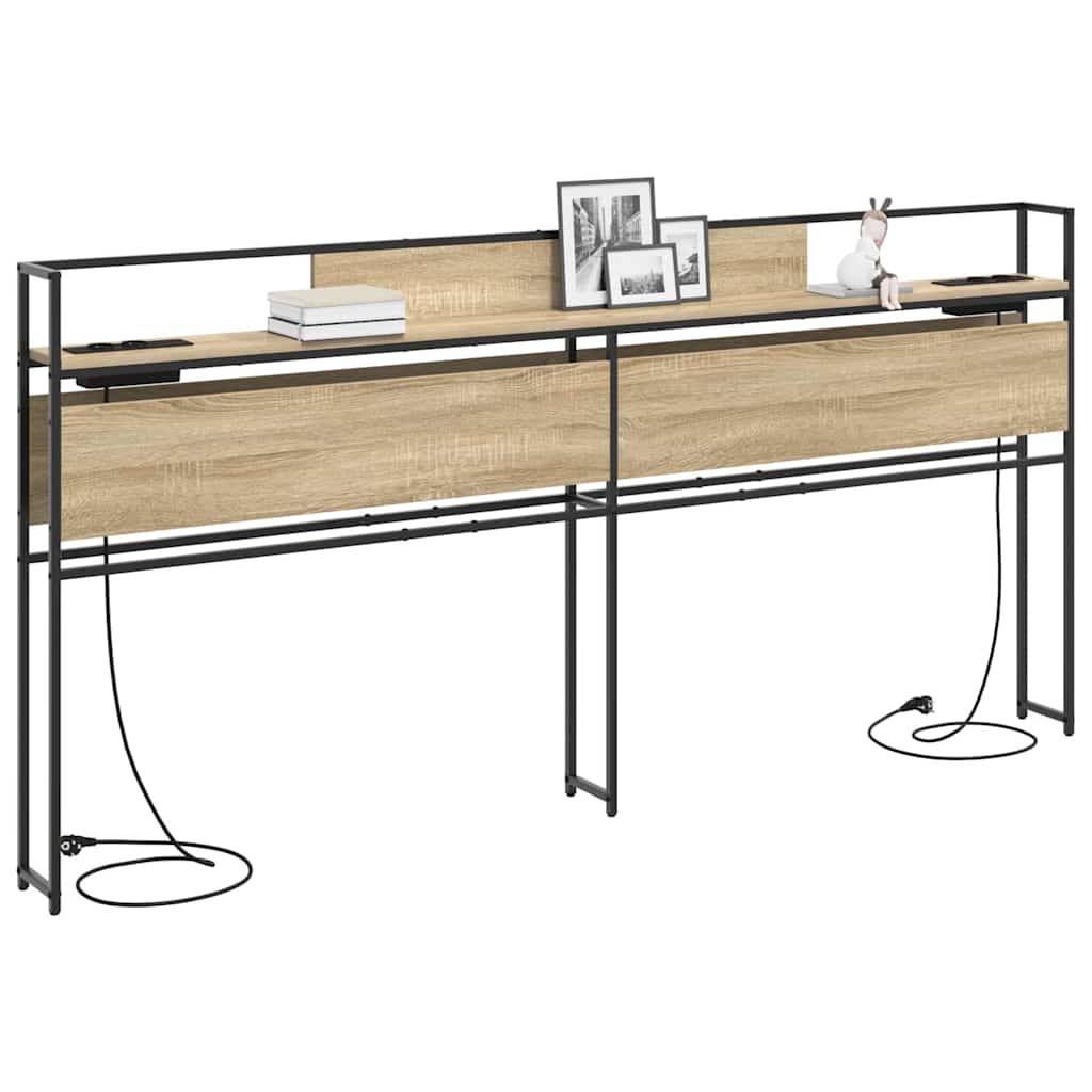 vidaXL Stauraum-Kopfteil mit Regal Sonoma-Eiche 200 cm Holzwerkstoff