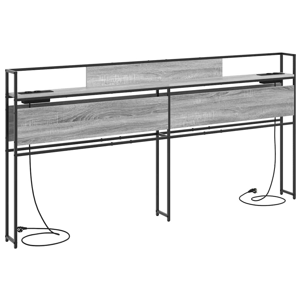 vidaXL Stauraum-Kopfteil mit Regal Grau Sonoma 200 cm Holzwerkstoff