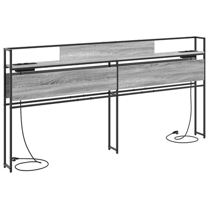 vidaXL Stauraum-Kopfteil mit Regal Grau Sonoma 200 cm Holzwerkstoff
