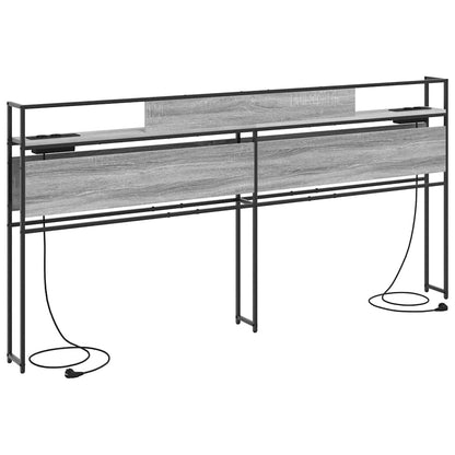 vidaXL Stauraum-Kopfteil mit Regal Grau Sonoma 200 cm Holzwerkstoff