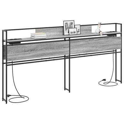 vidaXL Stauraum-Kopfteil mit Regal Grau Sonoma 200 cm Holzwerkstoff