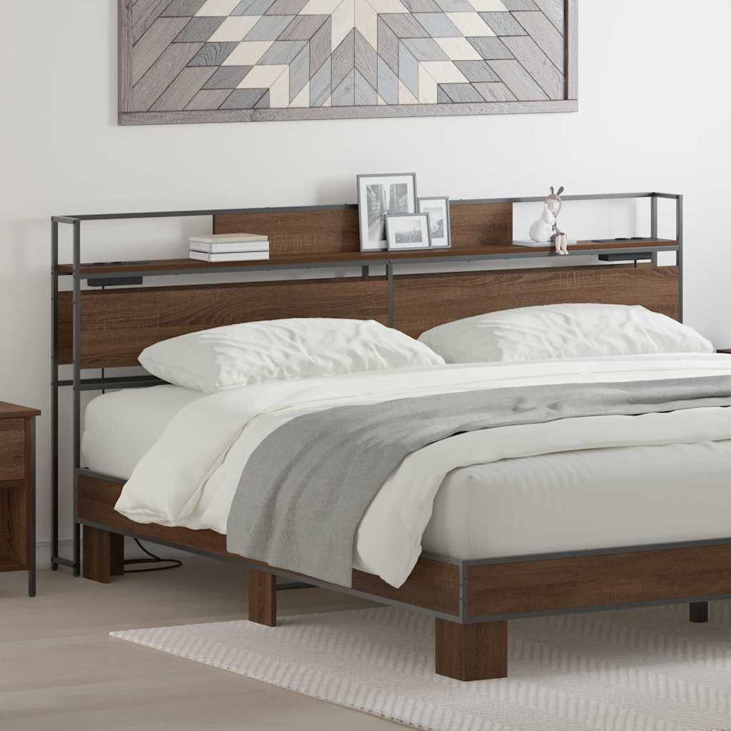 Stauraum-Kopfteil Braun Eichen-Optik 200 cm Holzwerkstoff