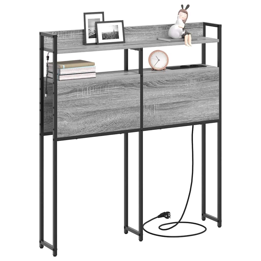 Aufbewahrungskopfteil mit Regal Grau Sonoma 75 cm Holzwerkstoff