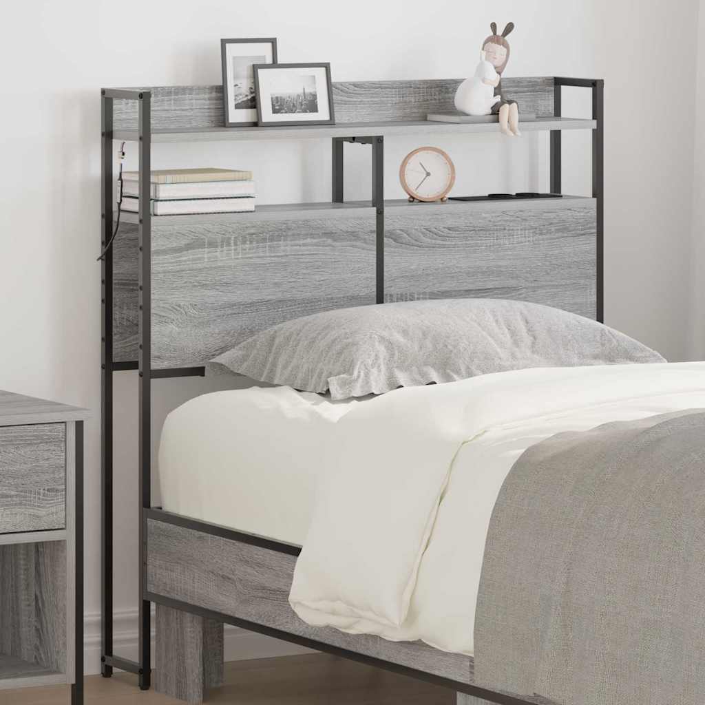 vidaXL Aufbewahrungskopfteil mit Regal Grau Sonoma 90 cm Holzwerkstoff