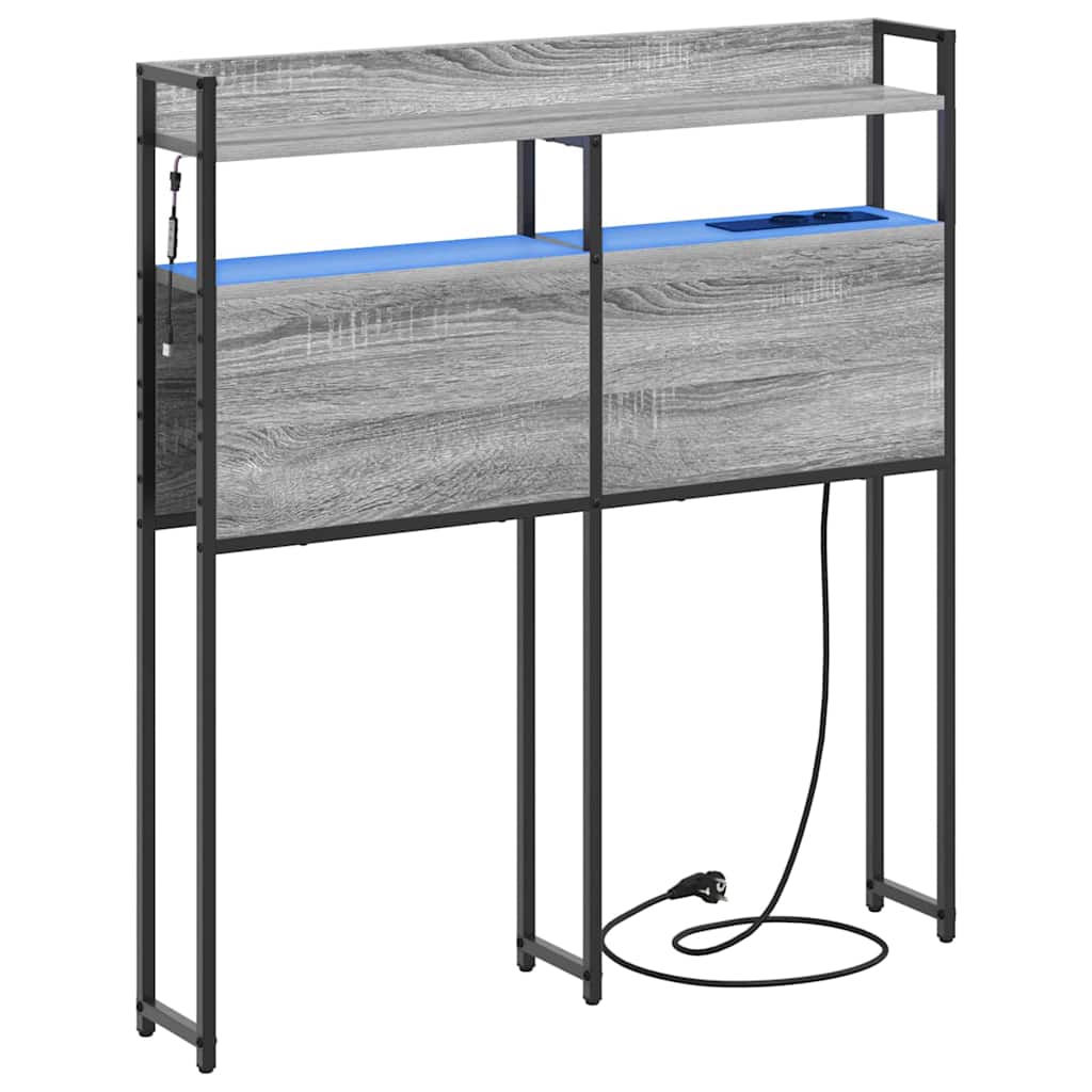 vidaXL Aufbewahrungskopfteil mit Regal Grau Sonoma 90 cm Holzwerkstoff