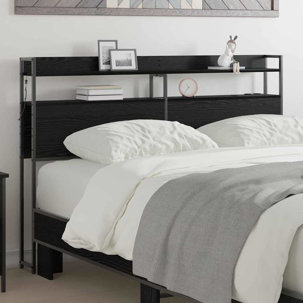 vidaXL Aufbewahrungskopfteil Schwarz Eichen-Optik 135 cm Holzwerkstoff