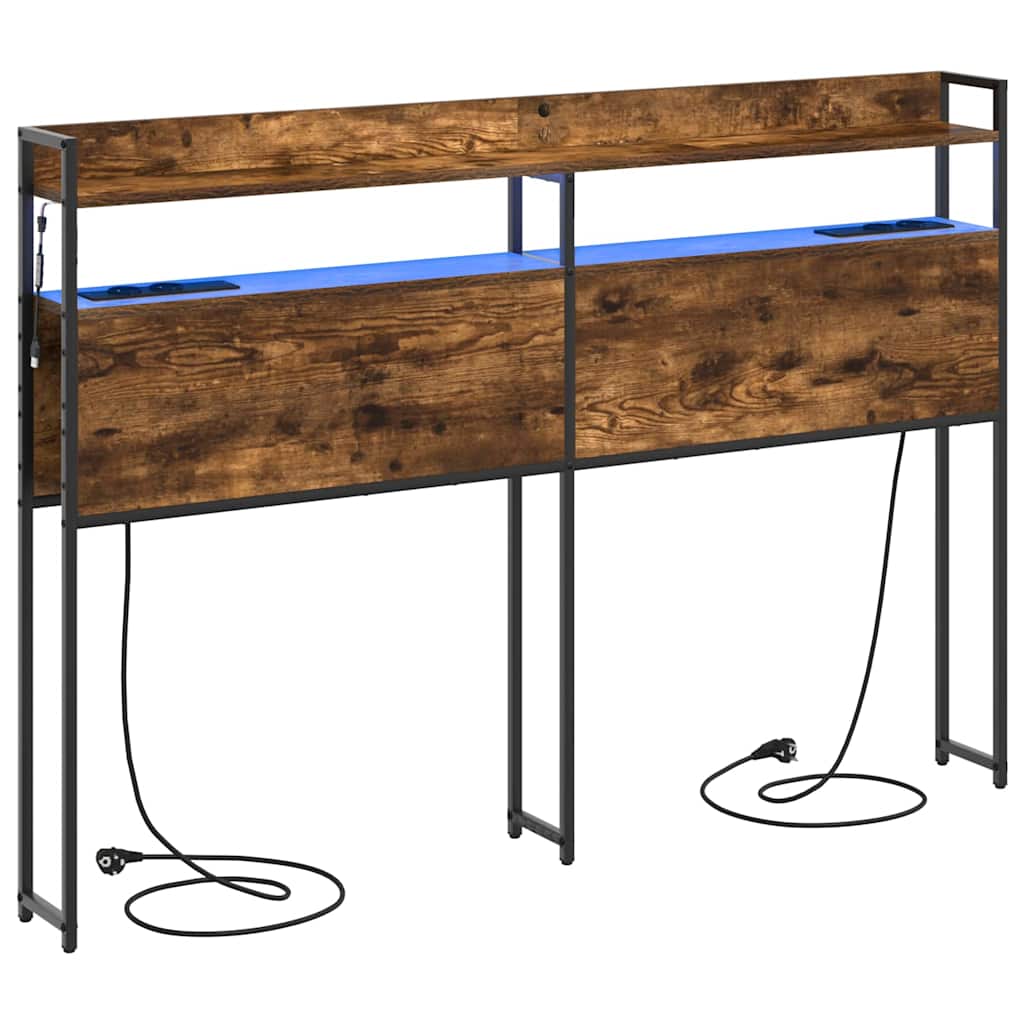 vidaXL Aufbewahrungskopfteil mit Regal Räuchereiche 140,5 x 15 x 98 cm