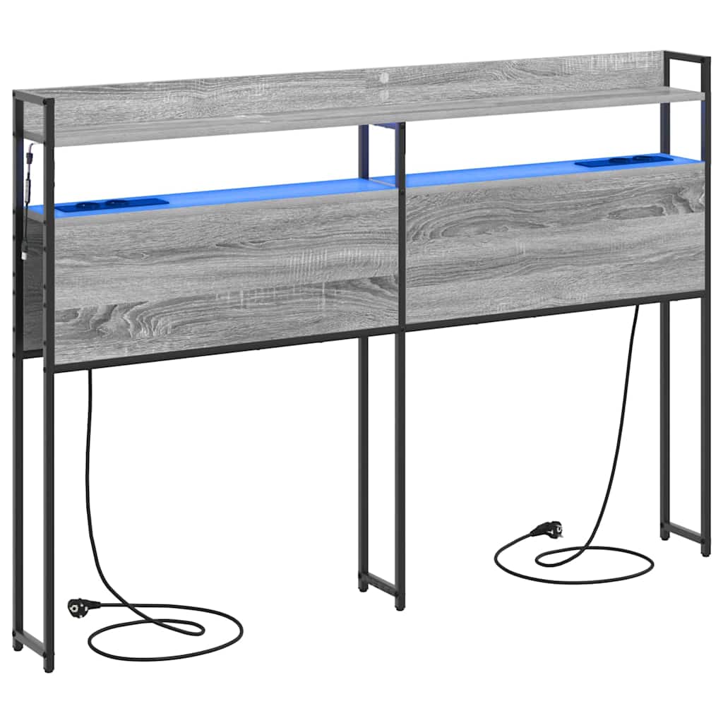vidaXL Aufbewahrungskopfteil mit Regal Grau Sonoma 140,5 x 15 x 98 cm