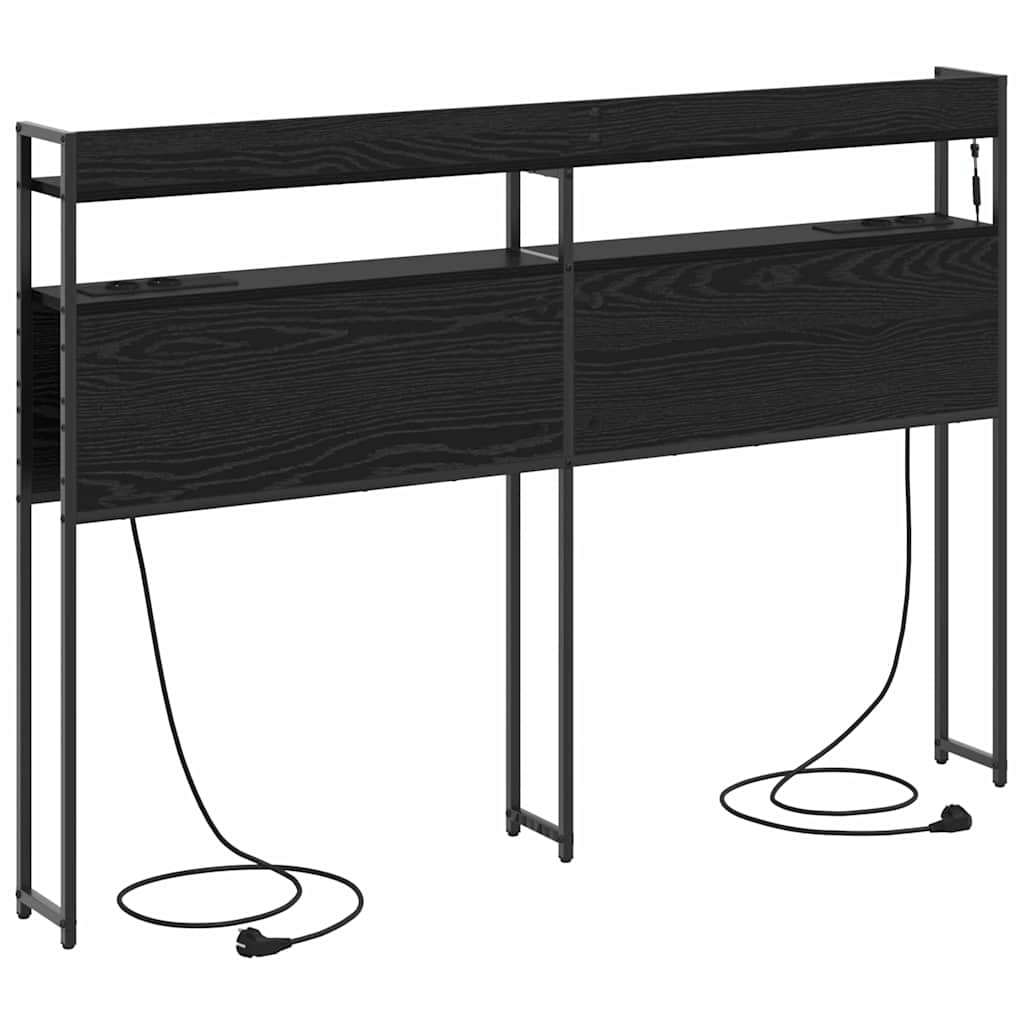 Aufbewahrungskopfteil Schwarz Eichen-Optik 150 cm Holzwerkstoff