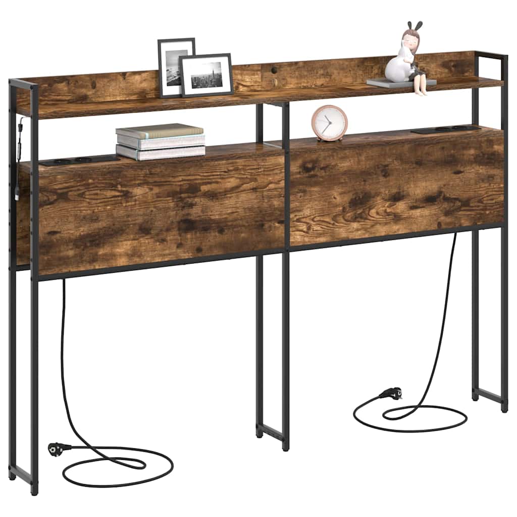 vidaXL Aufbewahrungskopfteil Räuchereiche 160 cm Holzwerkstoff
