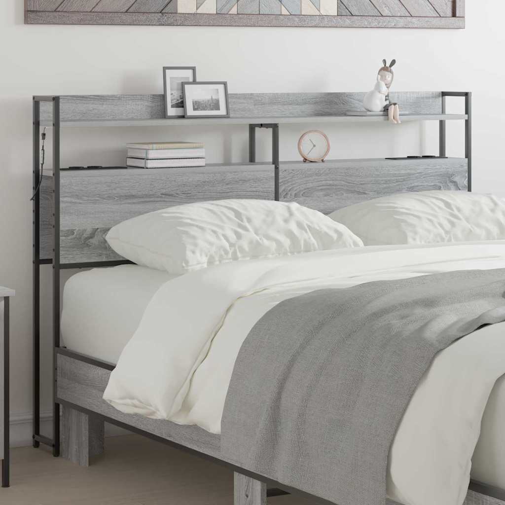 vidaXL Aufbewahrungskopfteil Grau Sonoma 160 cm Holzwerkstoff