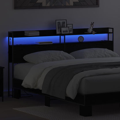 Aufbewahrungskopfteil Schwarz Eichen-Optik 180 cm Holzwerkstoff