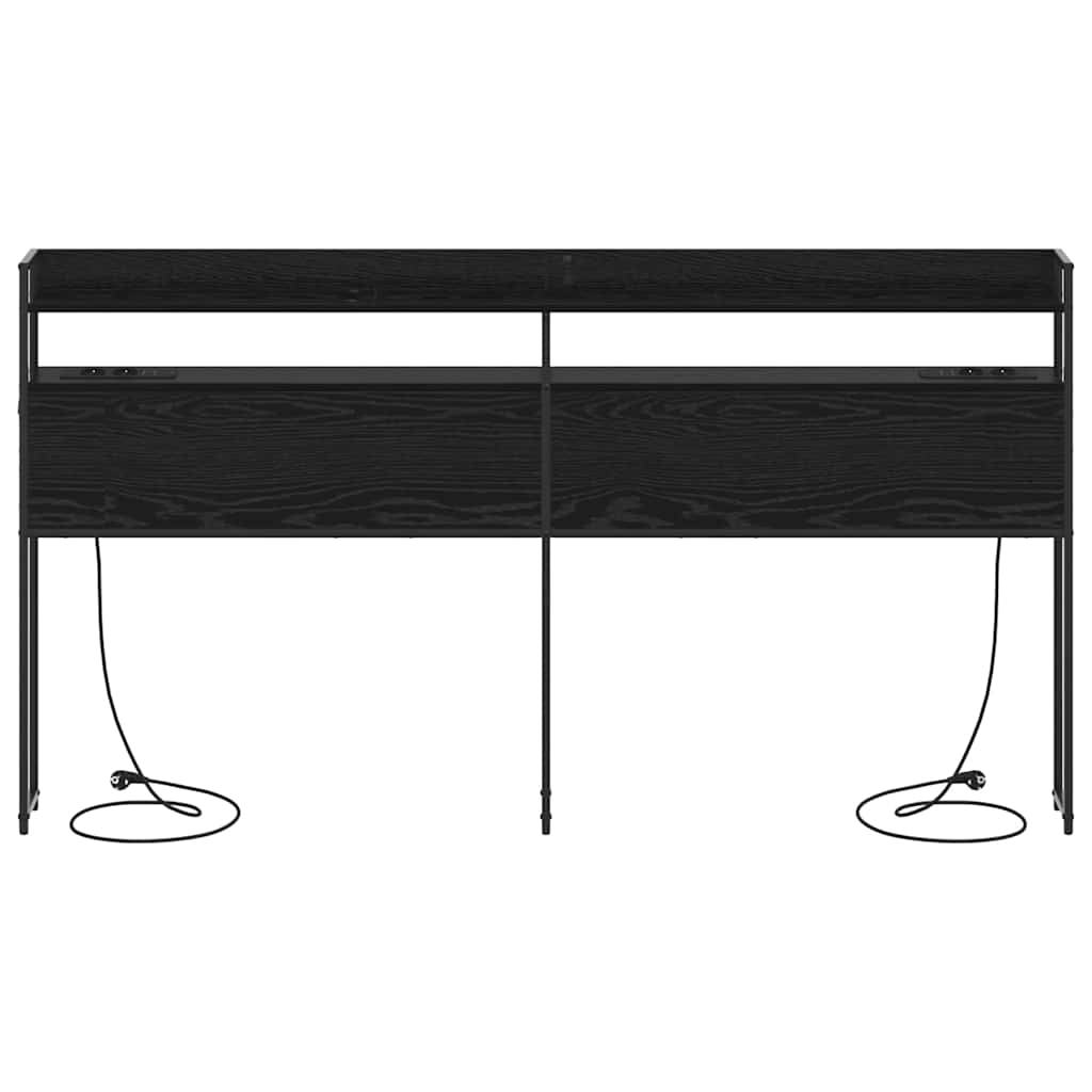 Aufbewahrungskopfteil Schwarz Eichen-Optik 180 cm Holzwerkstoff