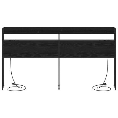 Aufbewahrungskopfteil Schwarz Eichen-Optik 180 cm Holzwerkstoff