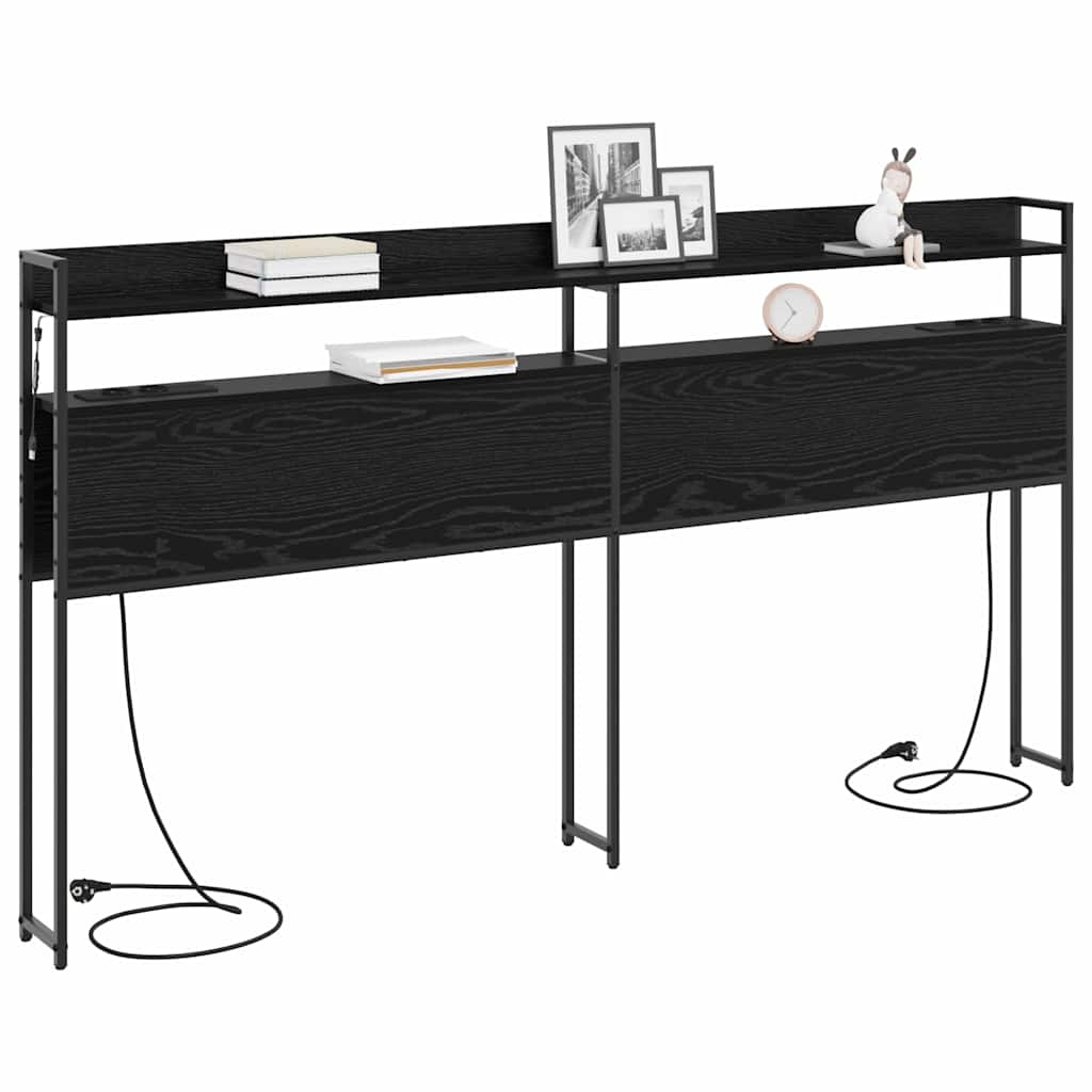 Aufbewahrungskopfteil Schwarz Eichen-Optik 180 cm Holzwerkstoff