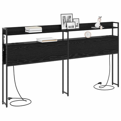 Aufbewahrungskopfteil Schwarz Eichen-Optik 180 cm Holzwerkstoff