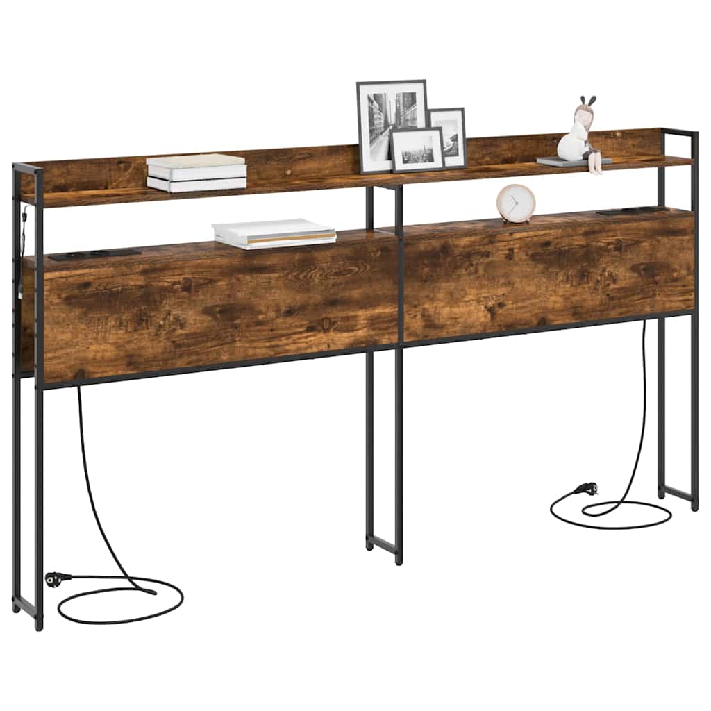 vidaXL Aufbewahrungskopfteil Räuchereiche 180 cm Holzwerkstoff