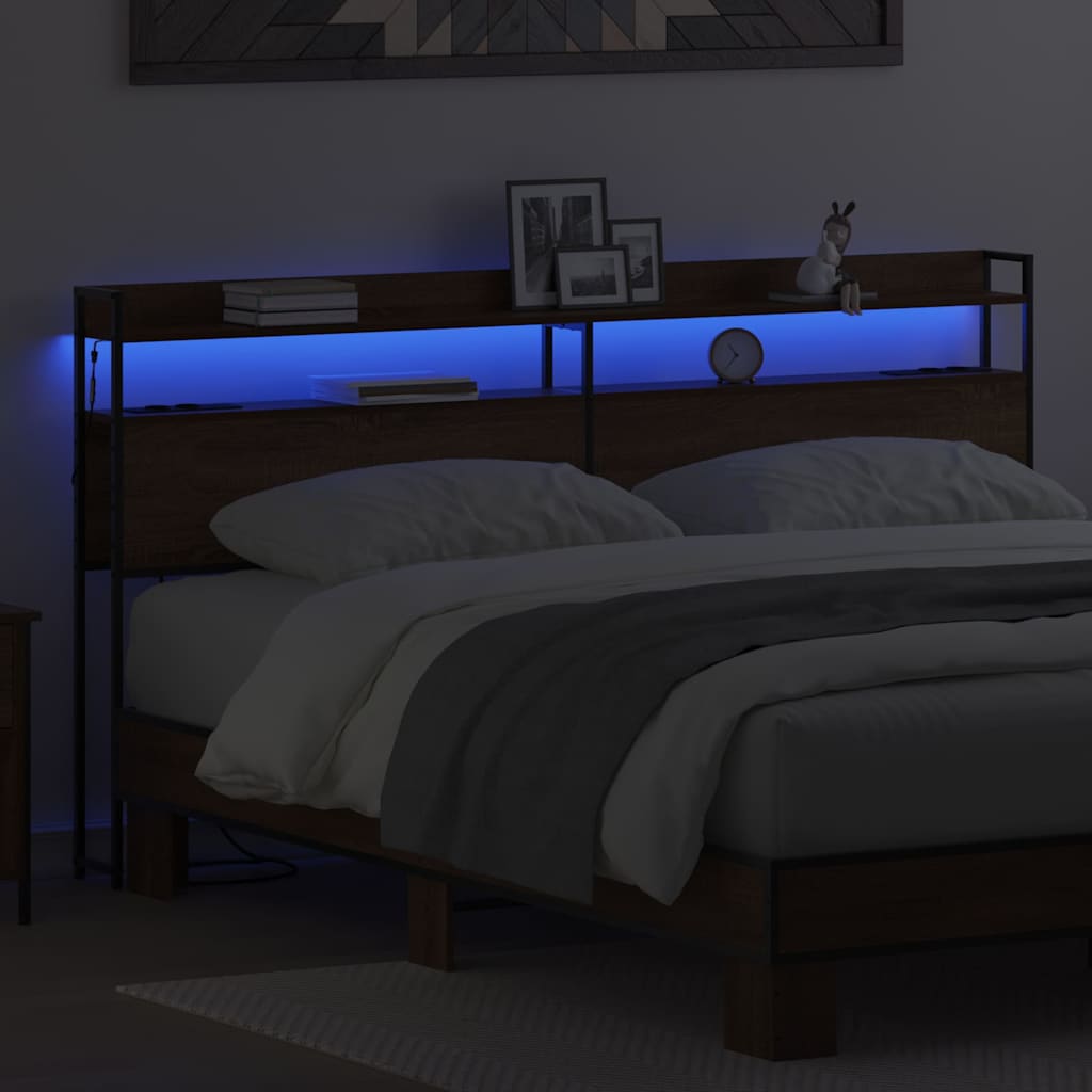 Aufbewahrungskopfteil Braun Eichen-Optik 180 cm Holzwerkstoff